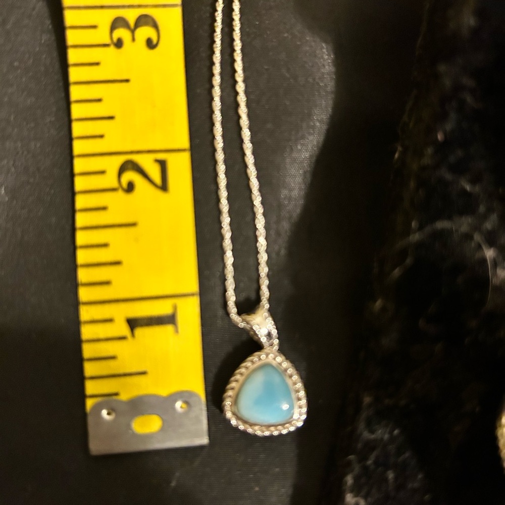 Like New Beautiful Sterling Silver Larimar Ring And Necklace From The Caribbean - Picture 2 of 7